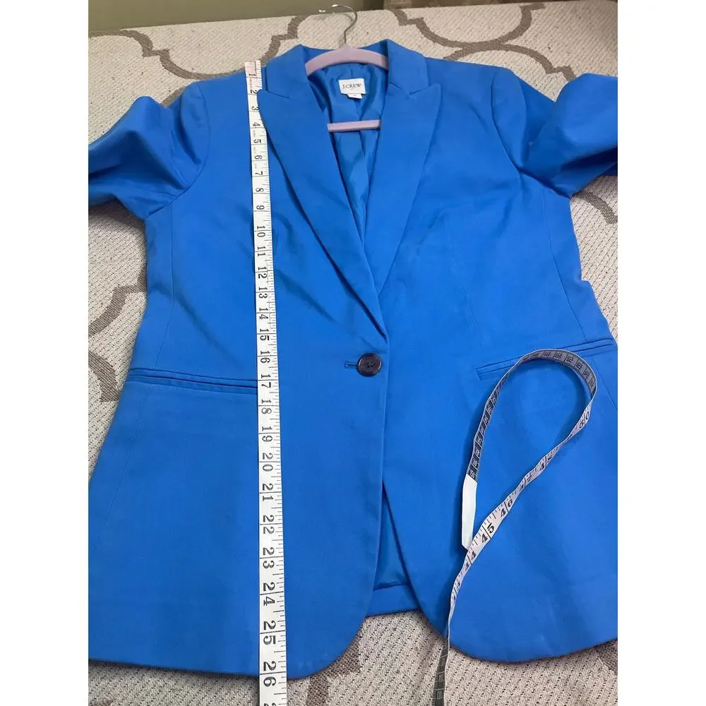J.Crew Girlfriend Chino Blazer Blue One Button Tailored Stretch Cotton Size 6